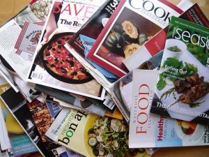 A pile of food magazines