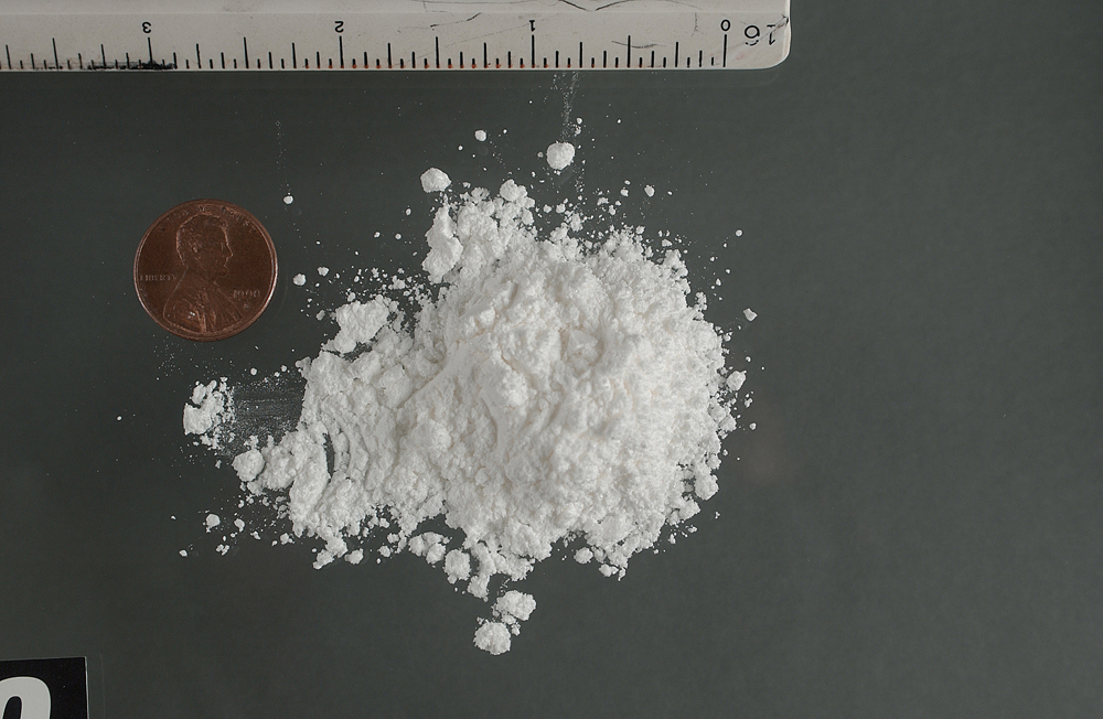A small pile of confiscated cocaine is shown here.