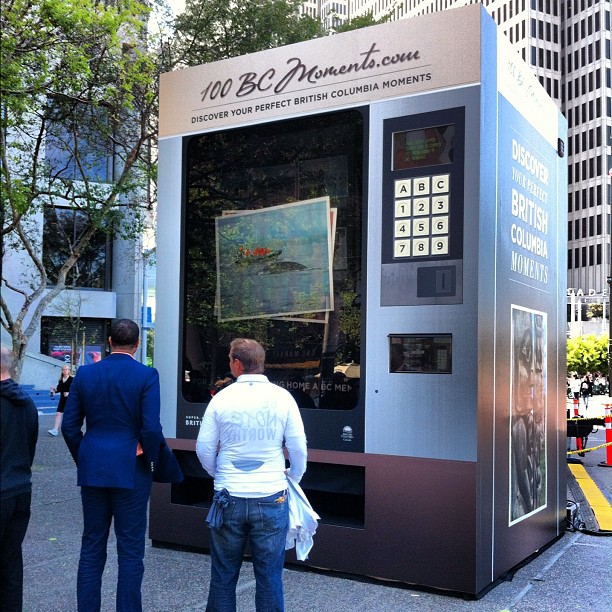 A 20-foot-tall vending machine invites users to "discover your perfect British Columbia moments."