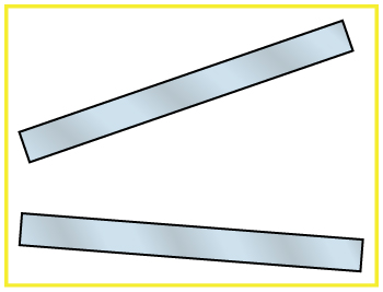 Two plates are shown; one is in horizontal direction and other is above the first plate with some inclination.